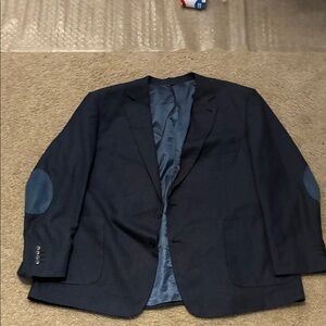Men's Classic Navy Blazer with Elbow Patches